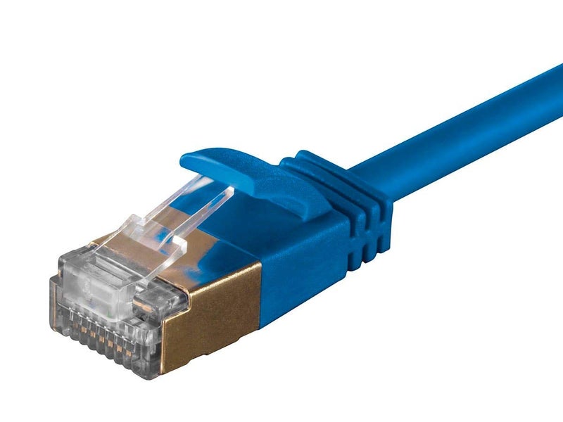 Monoprice Cat6A Ethernet Patch Cable - Snagless RJ45, Stranded, Double Shielded (S/FTP) Pure Bare Copper Wire, 36AWG, 5 Feet, Blue - SlimRun Series - Image 3